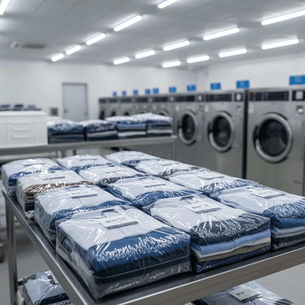 Packaging laundry rapi AlsyaClean - Hasil akhir dikemas dengan aman untuk pengiriman gratis antar jemput