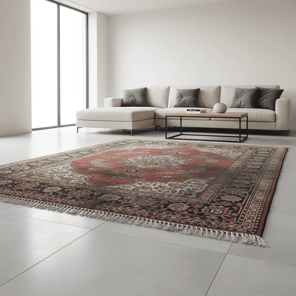 Karpet kotor sebelum dicuci - AlsyaClean Tasikmalaya menunjukkan kondisi awal karpet dengan noda dan debu